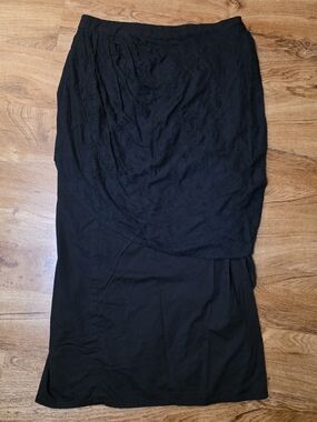 Tripp NYC Black Embroidered Floral Layered Maxi Skirt